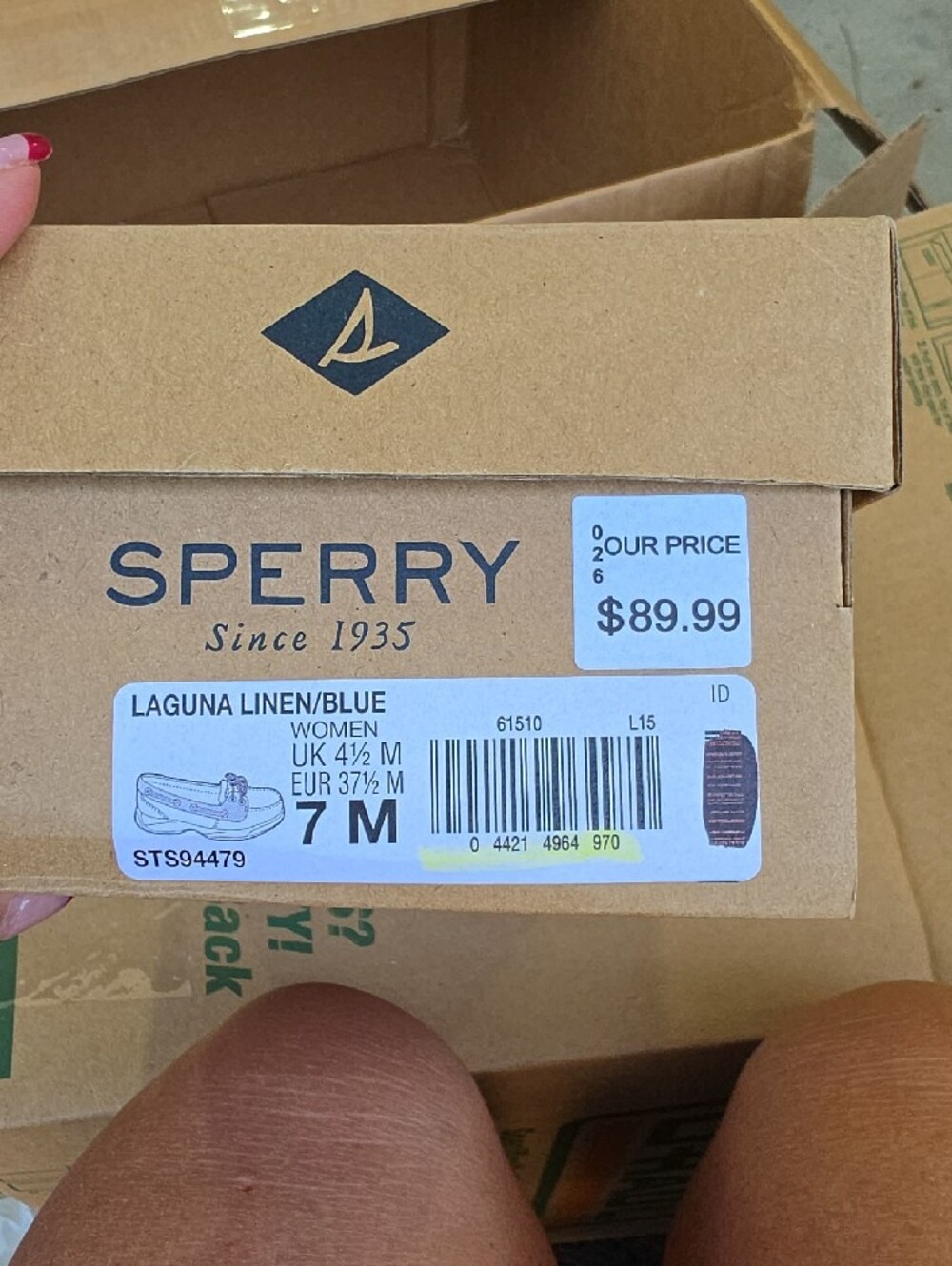 Sperry Denim Blue and Tan Leather-Trim Moccasin - Picture 4 of 5